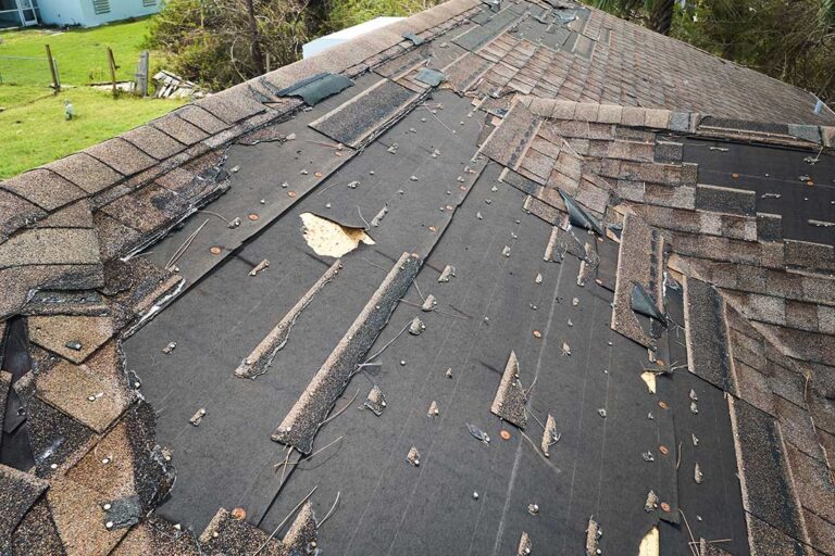 Person in soft-soled shoes carefully stepping across a dry shingle roof beside a secured ladder.